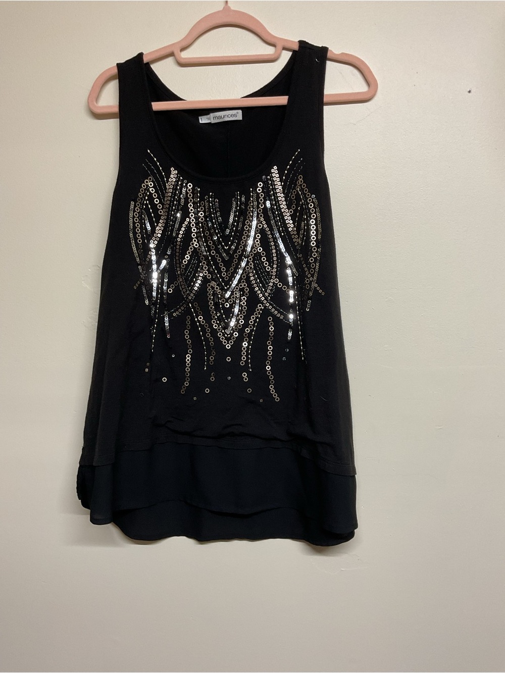 Maurices Black Sequined Layered Tank Top